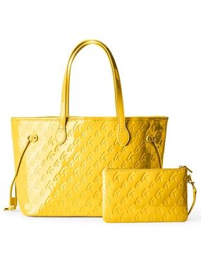 Glamaholic Monogram Glam Tote With Wristlet - Yellow
